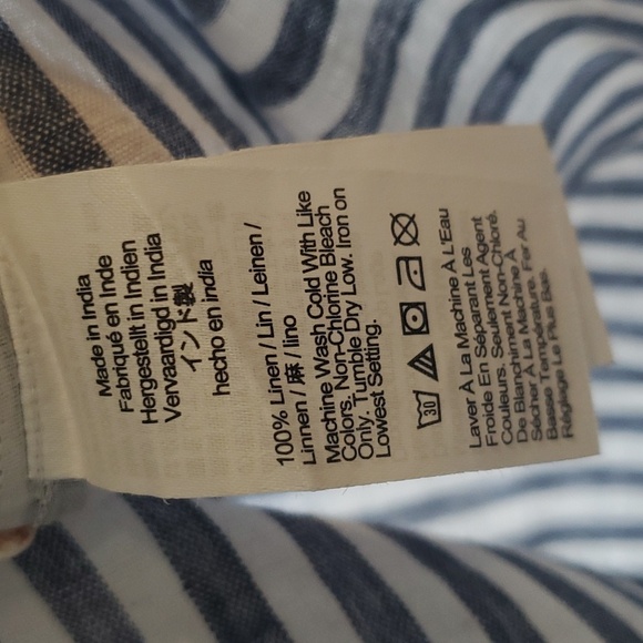 J. Crew Capitaine Linen Shirt, Blue Stripe, Size M - Picture 6 of 7